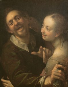 A Laughing Couple, Self Portrait of the Artist with His Wife (Scherzendes Paar), 1596